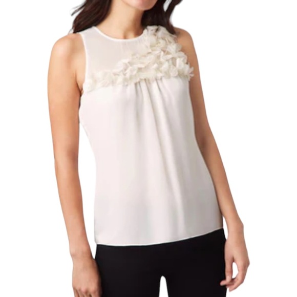 Ecru Silk 3D Floral Blouse - Picture 1 of 5